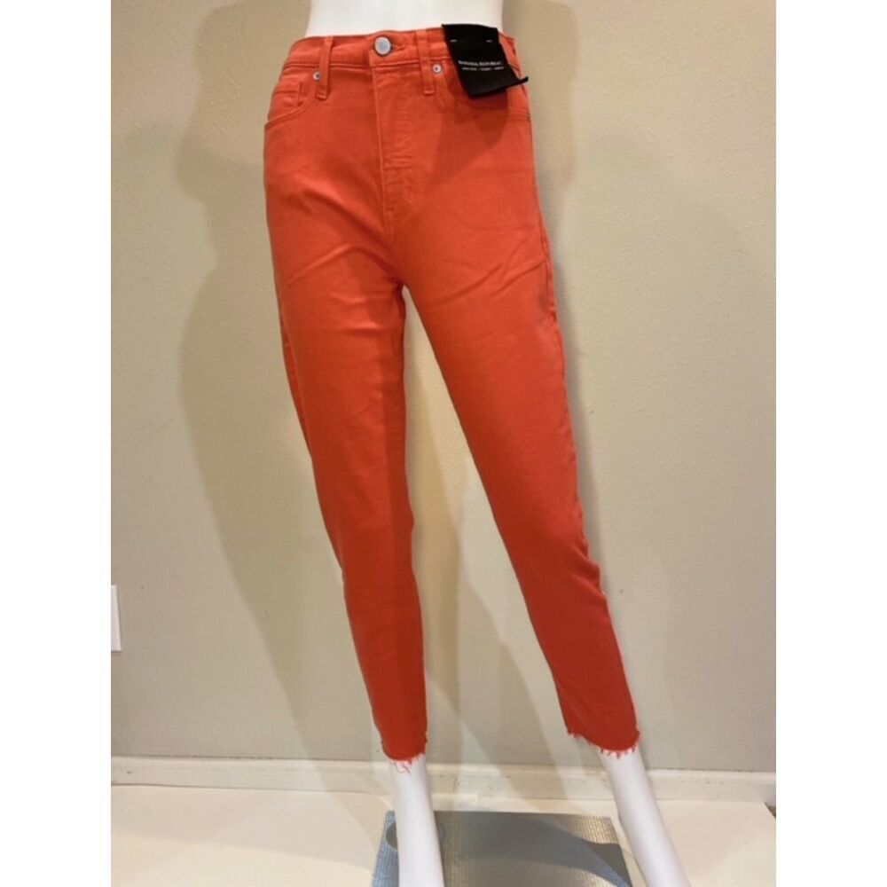 NEW Banana Republic High Rise Skinny Jeans Bright Tangerine Coral Size 28 NWT